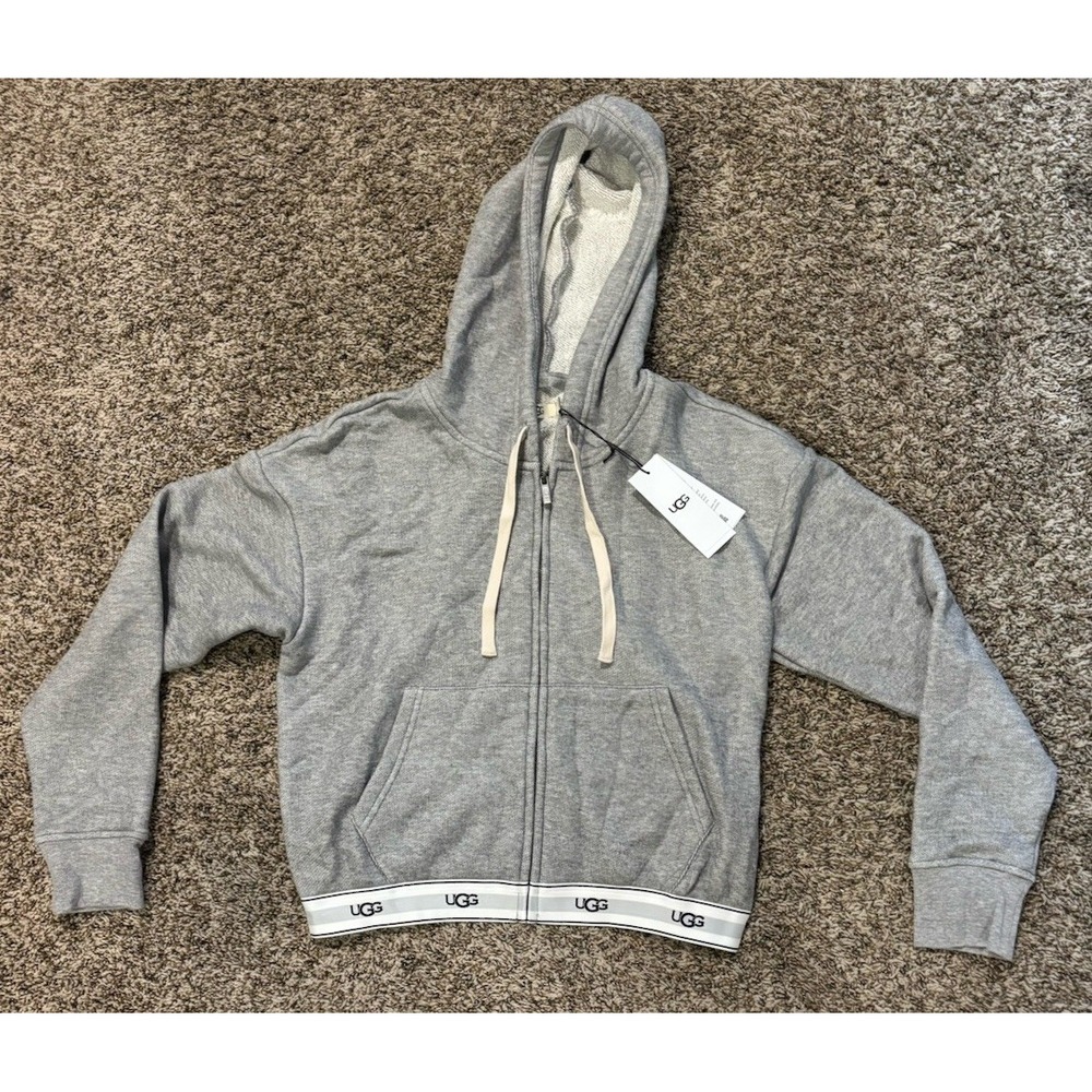 NWT UGG Kaelie Full Zip Logo Hoodie Jacket Grey Womens Size Small 1144473